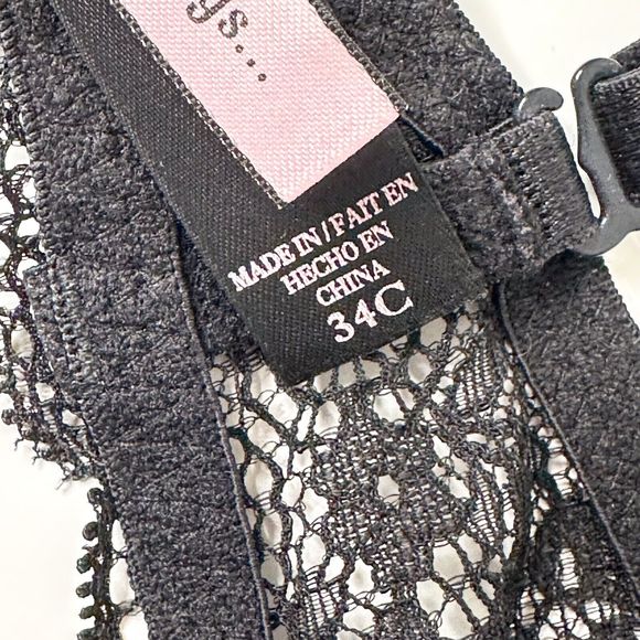 Victoria's Secret Sexy Little Things Push-up Bra 34C Black Lace Rhinestones - Picture 6 of 10